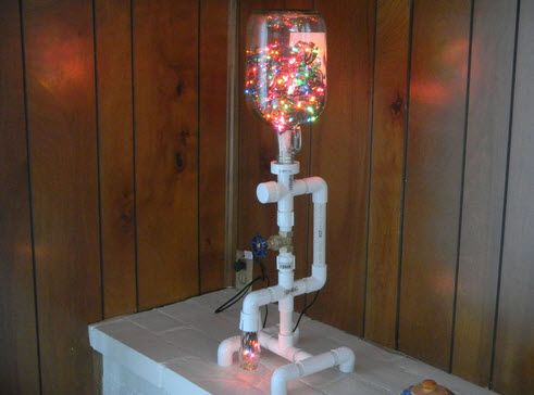 hệ thống đèn chớp với ống nhựa PVC và lọ thủy tinh