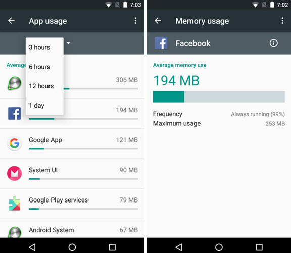 ứng dụng chiếm bộ nhớ trên điện thoại Android 6.0