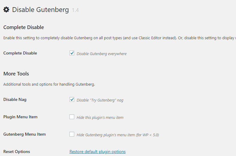 Sử dụng plugin Disable Gutenberg